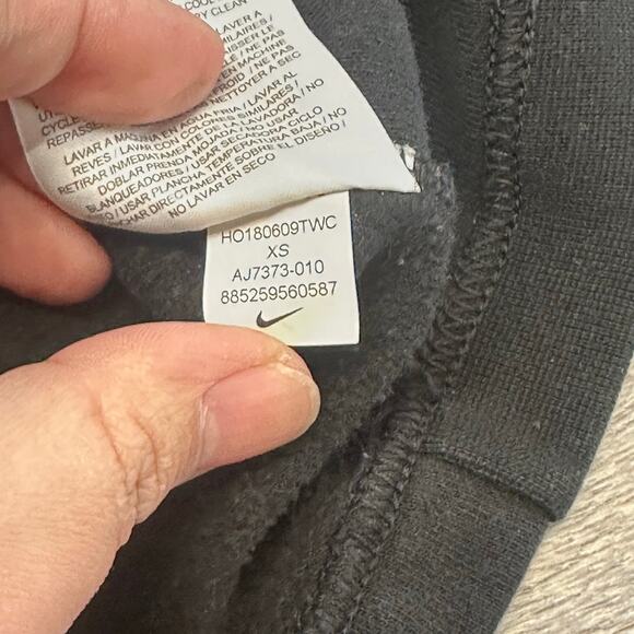 Nike Sportswear Club Fleece Black Womens XS 1/4 Zip Big Swoosh Spellout Hoodie - Picture 10 of 12